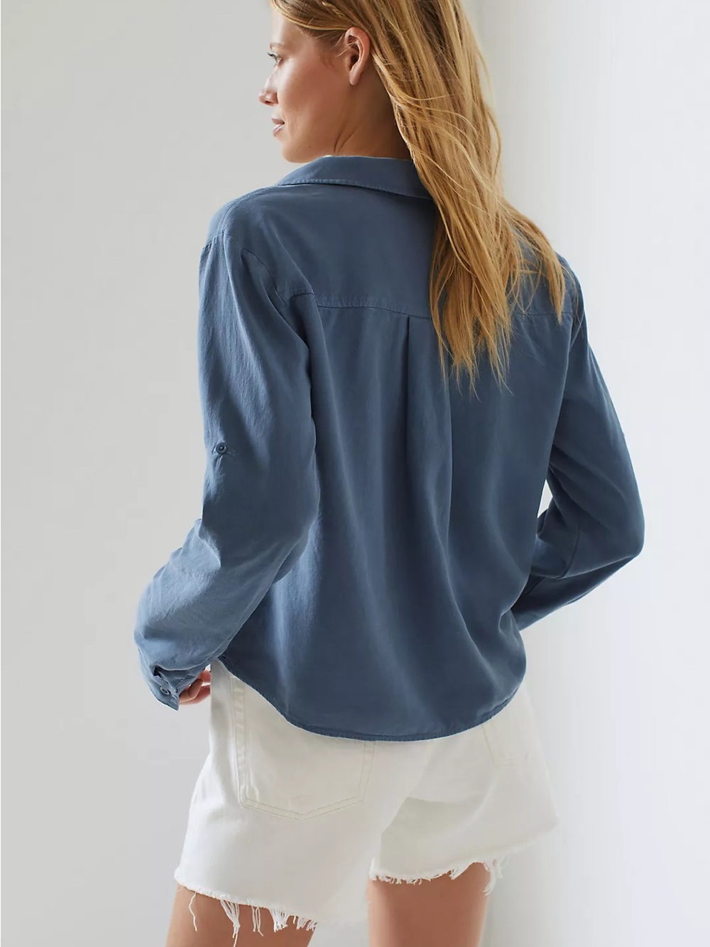 Cloth & Stone Blue Tie-Front Surf Shirt - Picture 3 of 10